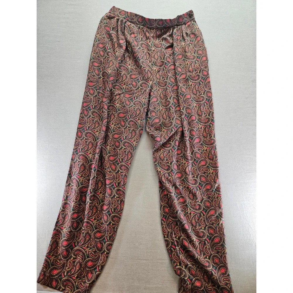 Vintage Portraits Northern Isles Paisley 2 Piece Set Rayon Blouse Pants Size 14